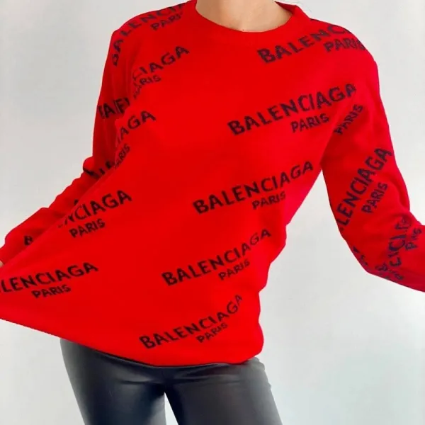 Червен пуловер Balenciaga Червен пуловер Balenciaga