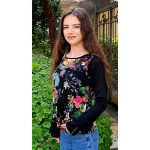 Блуза на цветя балон