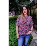 Лятна блузка от трико на цветчета Лятна блузка от трико на цветчета