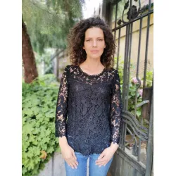 Черна дантелена блуза Мари