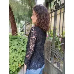 Черна дантелена блуза Мари