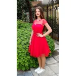 Официална къса рокля с тюл