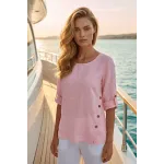 Ленена блуза с къс ръкав